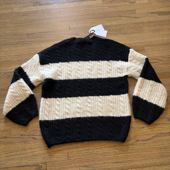 Endless Rose Sweaters - English Factory Endless Rose Striped Cable Knit Sweater Black White Small NWT
